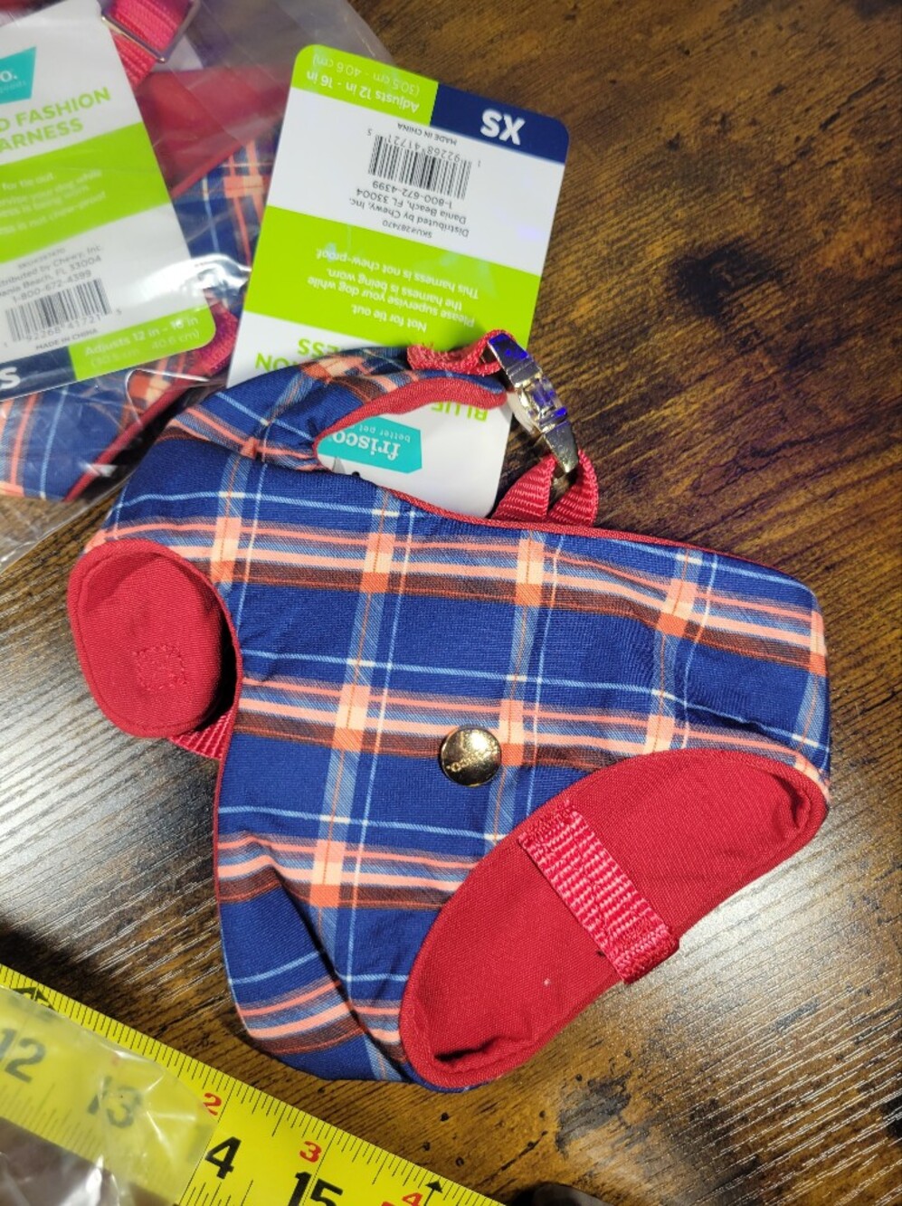 Frisco xs dog harness Plaid Blue & Red Fashion Harness -